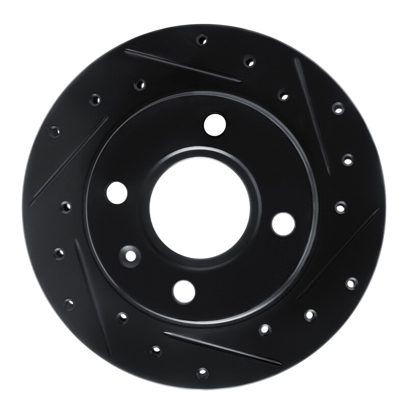 Ford Fiesta Brake Rotor (1) - Front Right - R1 Concepts - Drilled & Slotted - Black - `96-`15